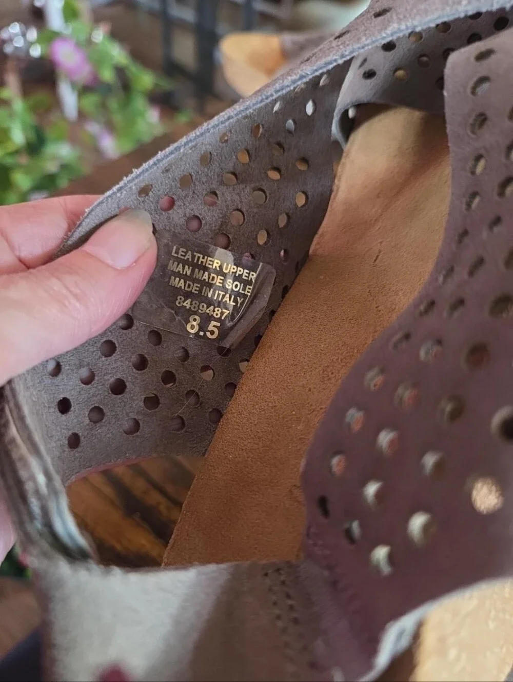 Mila Paoli Italy Gray Suede Leather Cork Wedge Sandals 8.5 Boho Cutout